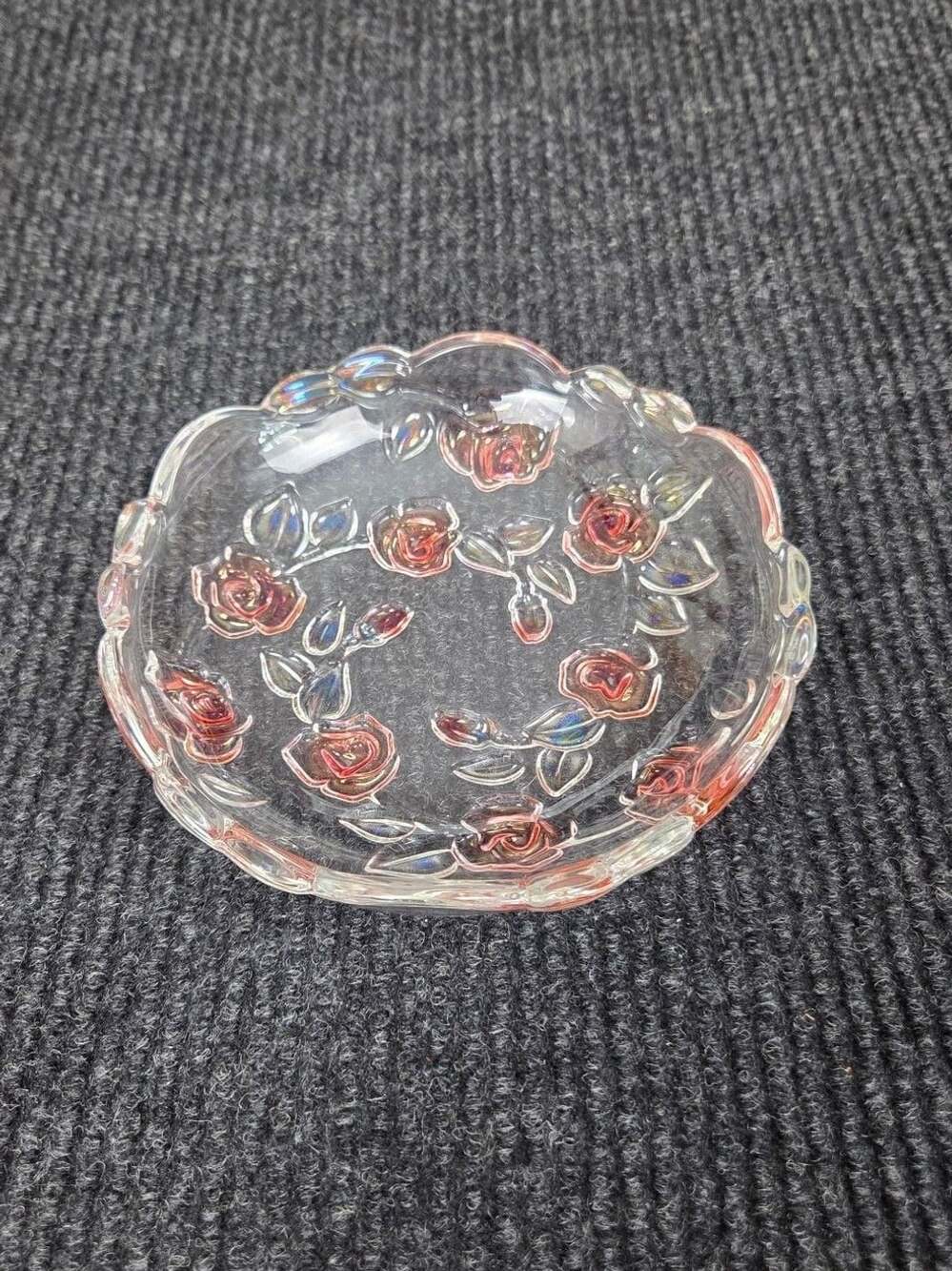 Mikasa Bella Rosa Pink Frost Glass Dish Rose Pattern